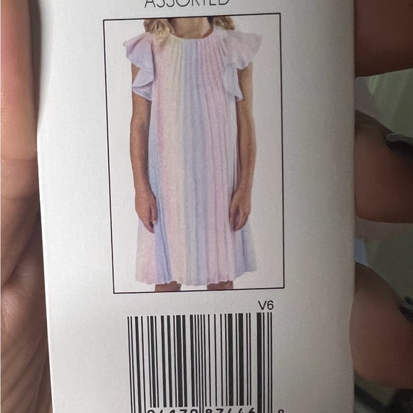 Rare Editions Pastel Striped Dress with Ruffle Sleeves - Picture 2 of 4